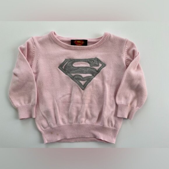 None Other - Pink Superman Logo Sweater